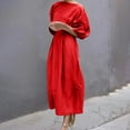 thumbnail image 7 of ITSAME Womens Maxi Dress, Solid Color Loose Casual Puff Sleeve Fashion Long Dress Red M, 7 of 7