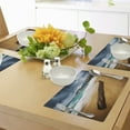 thumbnail image 4 of Ambesonne Sea Place Mats Set of 4, Beach with Stormy Weather, Standard Size, Blue and Ginger, 4 of 6