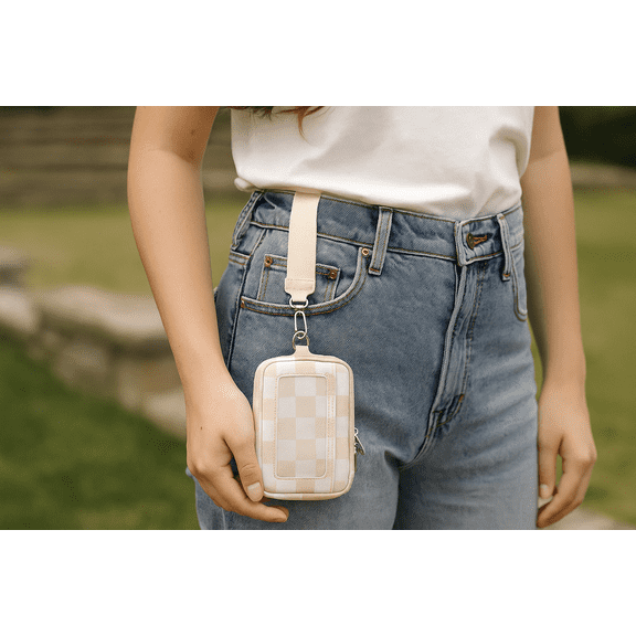 Clarisa Wristlet Wallet WHITE CHECKERED