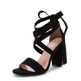 thumbnail image 1 of Dellytop Womens Lace Up Chunky Ankle Strappy Pumps High Heels Sandals, 1 of 4