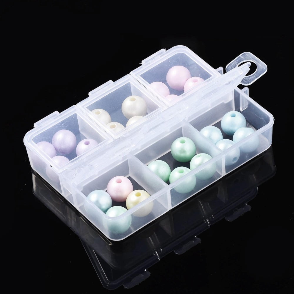 Rectangle Polypropylene(PP) Bead Storage Container 6 Compartment Organizer Boxes with Hinged Lid for Jewelry Small Accessories Clear 8.2x6.3x1.5cm