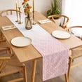 thumbnail image 3 of Moroccan Pink Table Runner - 36 Inch Long, Kitchen Dining Table Runner Dresser Scarves, Abstract Geometric Gradient Modern Farmhouse Decor for Coffee Tables Wedding Party Banquet, 3 of 8