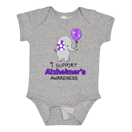 

Inktastic I Support Alzheimer s Awareness Elephant with Purple Balloon Boys or Girls Baby Bodysuit
