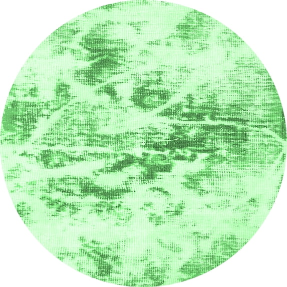 Ahgly Company Indoor Round Abstract Emerald Green Modern Area Rugs, 3' Round