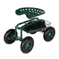 thumbnail image 2 of GoDecor Garden Cart Rolling Wagon Scooter for Planting Swivel Work Green, 2 of 14