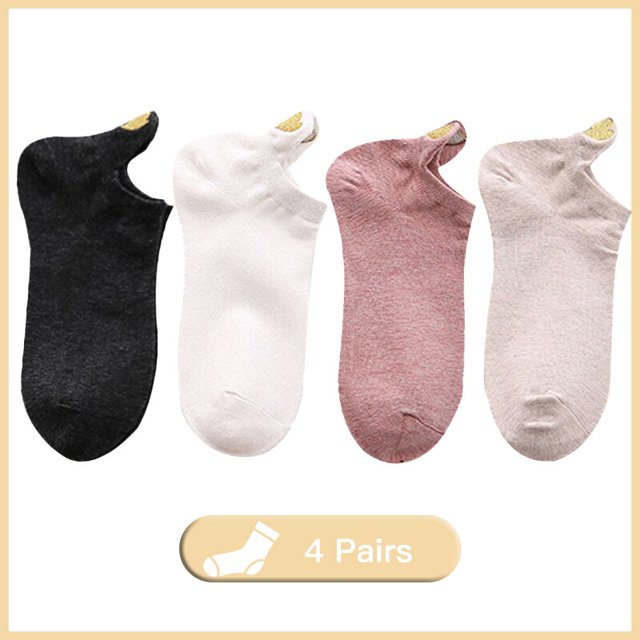 Lote de 4 pares de calcetines a la moda para mujer, novedad de primavera 2023, Color algodón, novedad para niñas, bonitos calcetines tobilleros informales con bordado de corazón, paquete Tan Jianjun unisex