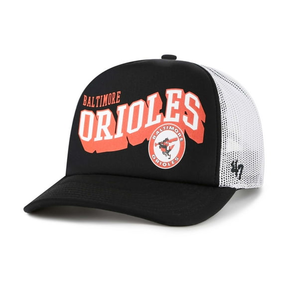 Men's '47 Black Baltimore Orioles Meander Foam Trucker Snapback Hat