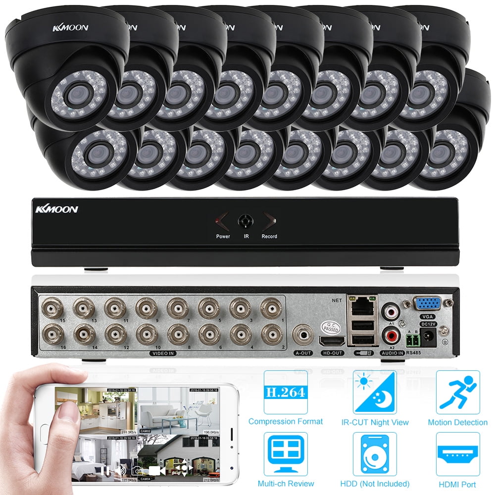 KKmoon 16Channel 960H/D1 DVR Security System with 16pcs 800TVL Night