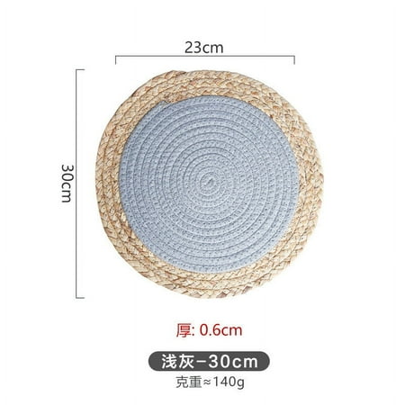 

2pcs Round Straw Placemat Table Mat Woven Table Placemats Heat Insulated Mat Farmhouse Decor