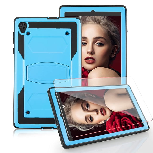 Mignova for Alcatel Joy Tab 2 Case,Shock-Resistant Drop-Proof and Shock-Resistant Rugged case(with Stand), for Alcatel Joy Tab 2/TCL Tab 8 Inch+Tempered Glass Screen Protector (Blue, 1 Pack)
