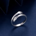 thumbnail image 3 of Anillo de abrazo de plata de ley ajustable, chapado en anillo de abrazo para parejas, anillos de abrazo para mujeres y hombres, anillos de boda, anillos envolventes, anillos de mano, joyería para adolescentes y niñas JM, 3 of 5