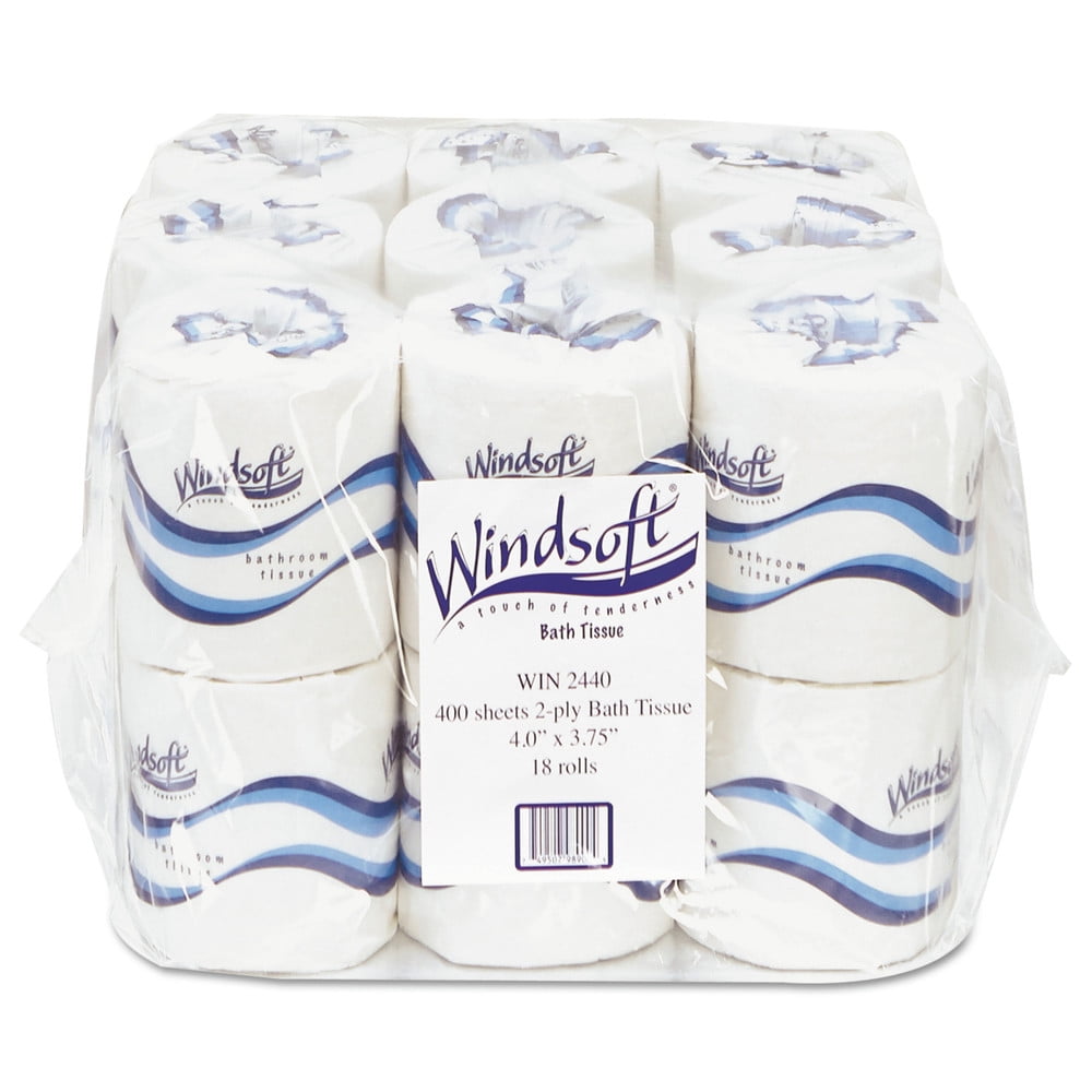Windsoft Toilet Paper, Septic Safe, 2Ply, White, 4 x 3.75, 400 Sheets