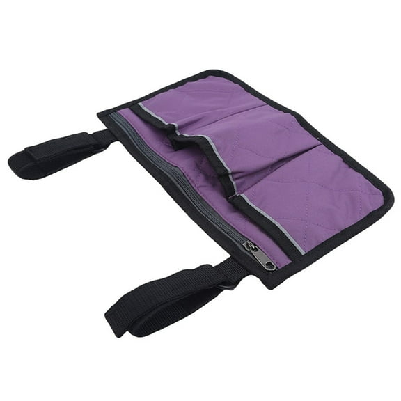 HonestMatter Wheelchair Side Bag Wheelchair Armrest Bag Wheelchair Organizer Bag with Reflective Stripe Water Resistant Multi Pocket Storage Pouch Purple