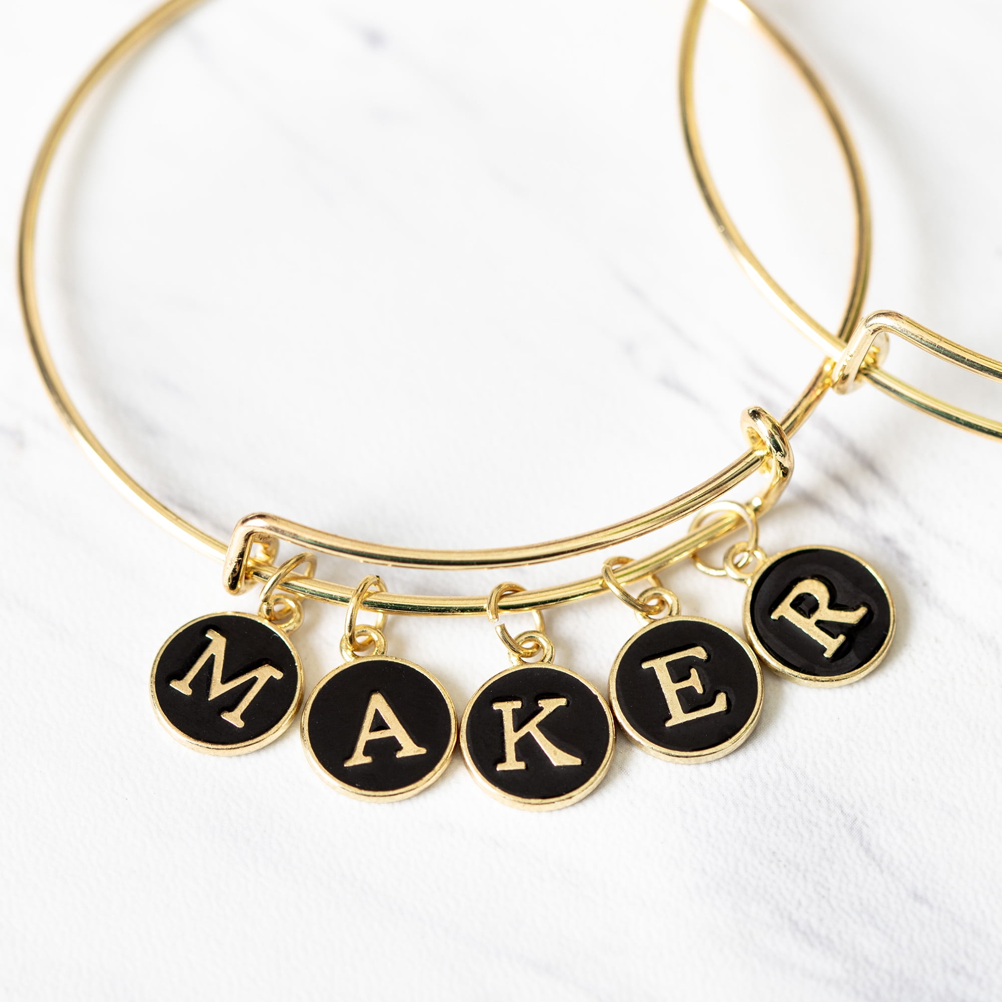 Cousin DIY Black and Gold Enamel Alphabet Charms, 0.5 in, 26 Piece, Adult, Model 69992751