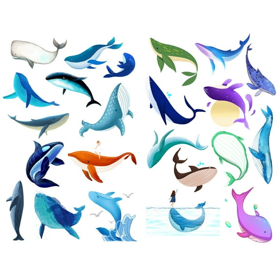 Kawaii Sea Whale Precut Cute Aesthetic Diary Travel Paper Journal Stickers Scrapbooking Stationery Sticker Flakes Art Supplies