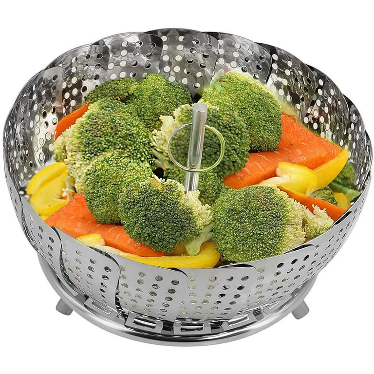 TOPOKO Premium Vegetable Steamer Basket Best Bundle, Fits Instant Pot Pressure Cooker, 100% Stainless Steel, Retractable Handle