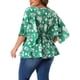 thumbnail image 4 of Blusas de mujer de tallas grandes Agnes Orinda para el Día de San Patricio, con flores, escote en V, de gasa, de manga 3/4, casual de verano, estilo babydoll, verde 2X, 4 of 6