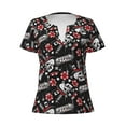thumbnail image 2 of Honeii Vintage Skull Casino Print Women's V-Neck T-Shirt,Short Sleeve V Neck Tees Tops for Women , Perfect for Work, Travel, and Everyday Wear, 2 of 7