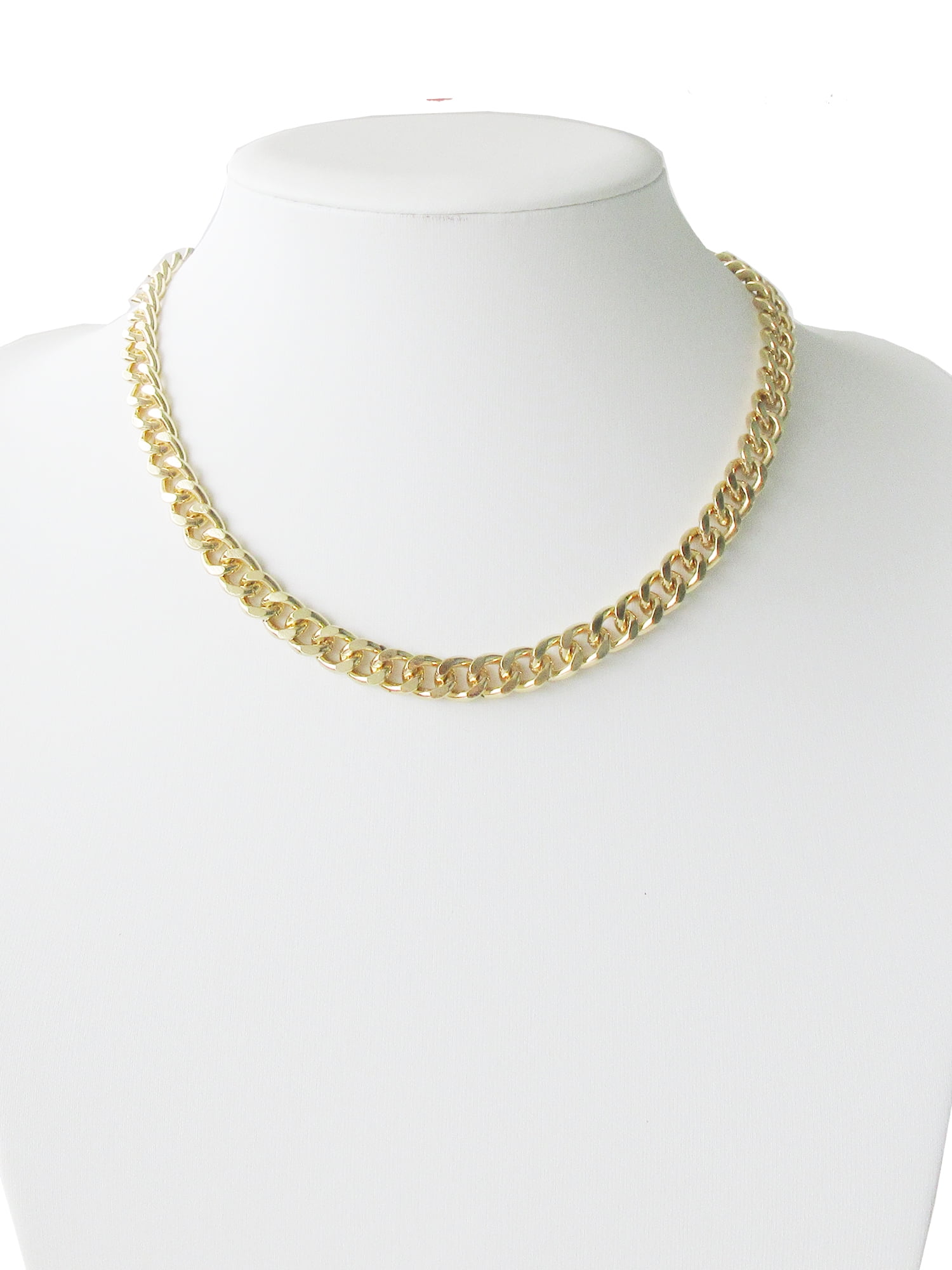 Time and Tru Women's Gold Tone Chunky Curb Chain Necklace 17" with Extender