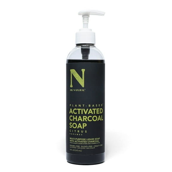 Dr. Natural Activated Charcoal Liquid Soap, Charcoal Soap, Citrus, 16 oz