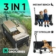 thumbnail image 6 of Sunula 3 in 1 Collapsible Wagon Cart 330LBS 160L Foldable Wagon with Wheels, 2 Cup Holder, Utility Cart for Groceries, Camping, Shopping, Garden, Beach, Pet Riding-1 Year Warranty, Black, 6 of 8