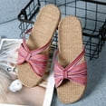 thumbnail image 6 of ShiShine Linen Slide Sandals for Women Breathable Striped Knot Accents Non Slip Sole Beach Resort Shoes for Vacation and Leisure, 6 of 6
