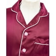 thumbnail image 5 of iEFiEL Unisex Kids Boys Girls Silk Pajamas Outfit Long Sleeve Tops with Pants Set Sleepwear Burgundy 7-8, 5 of 7