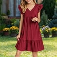 thumbnail image 2 of Agkizg Girls Sleeveless Tank Dresses Crewneck Solid Color Casual A Line Cottons Girl Sundress Dresses, 2 of 5