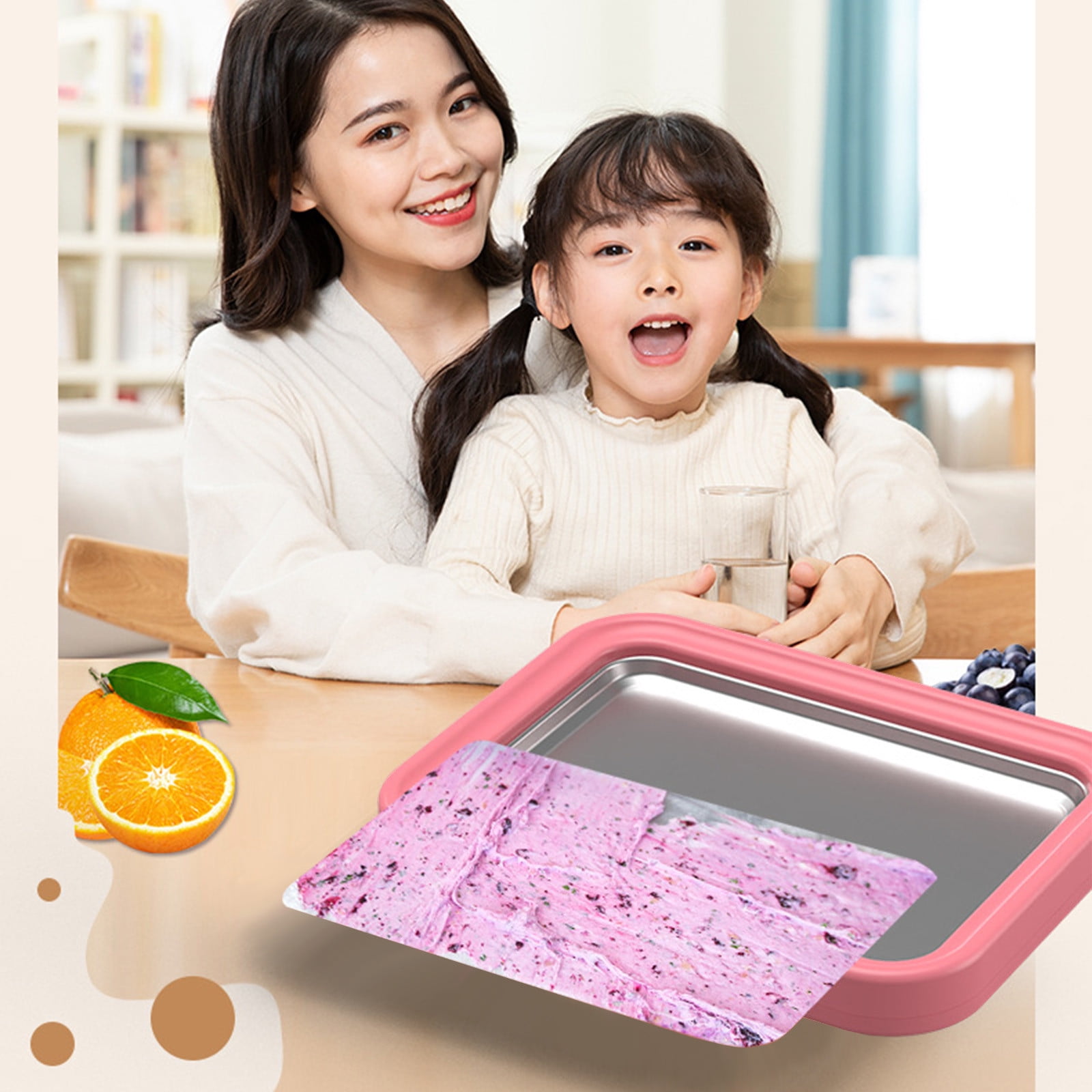 Stainless Steel Mini Ice Maker for Kids - No Electricity Needed - DIY Yogurt Machine with Ice Tray - Green Aluminum Alloy Home Ice Maker - Easy Clean, Safe Materials