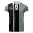 thumbnail image 6 of Relanfenk Male Summer Striped Splice Print T Shirt Turn Down Collar Short Sleeve Tops T Shirt, 6 of 6