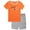 R407-Orange, variant on NOLDARES Toddler Baby Boy Summer Clothes Dinosaur Truck Print Crewneck Short Sleeve Tee Elastic Waist Cargo Shorts 2pcs Outfits(Red,2-3 Y)
