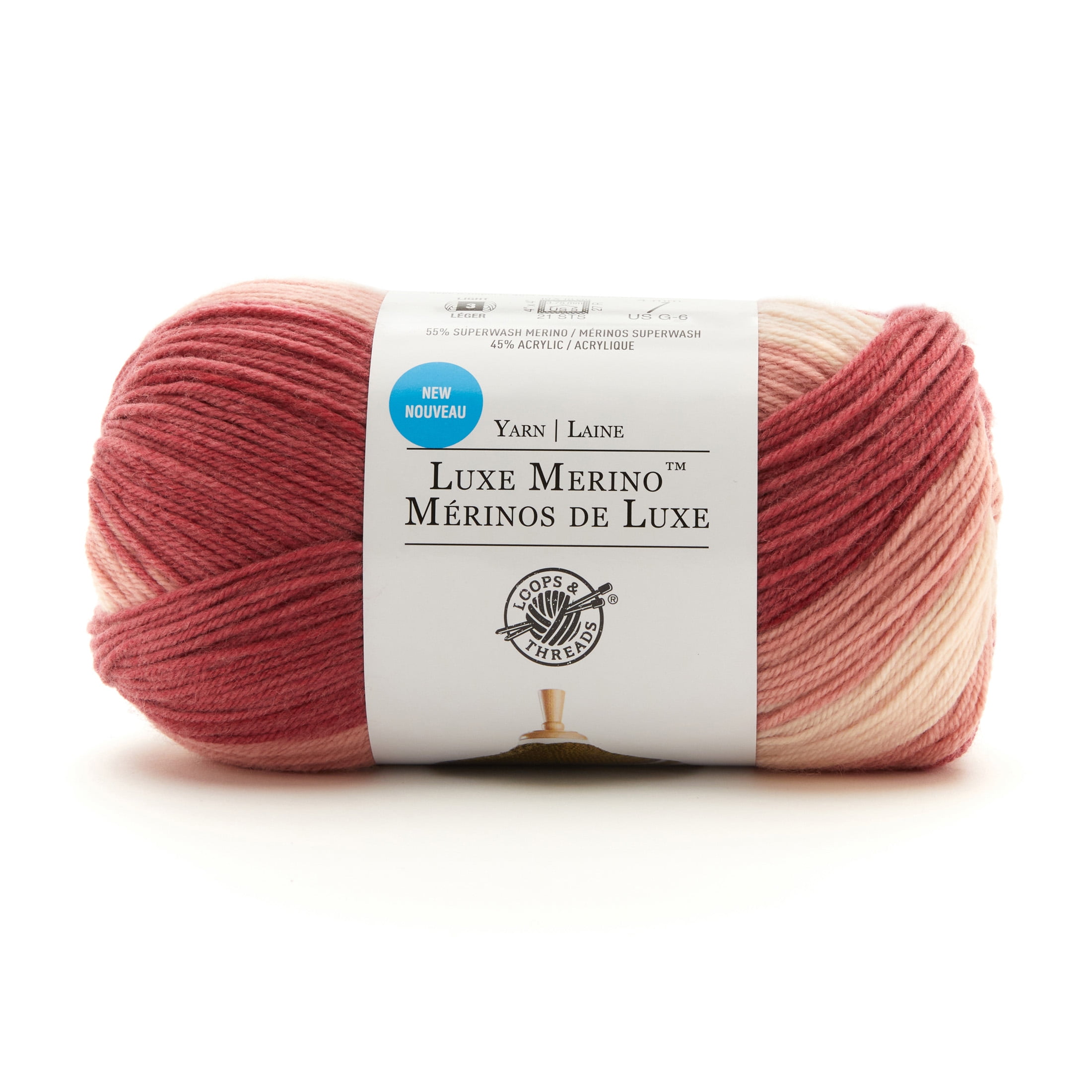 (3 pack) Luxe Merino Yarn by Loops & Threads - Yarn for Knitting - Crochet - Weaving - and Arts & Crafts - Multi - Acrylic Blend - 4.4 oz
