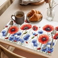 thumbnail image 3 of Independence Day Placemats Set of 12 Vintage Flower Watercolor Red Blue Place Mats Indoor Wipeable Table Mats Washable Cloth Dining Table Placemats for Kitchen Holiday Party Home Decor 13x19 Inch, 3 of 9