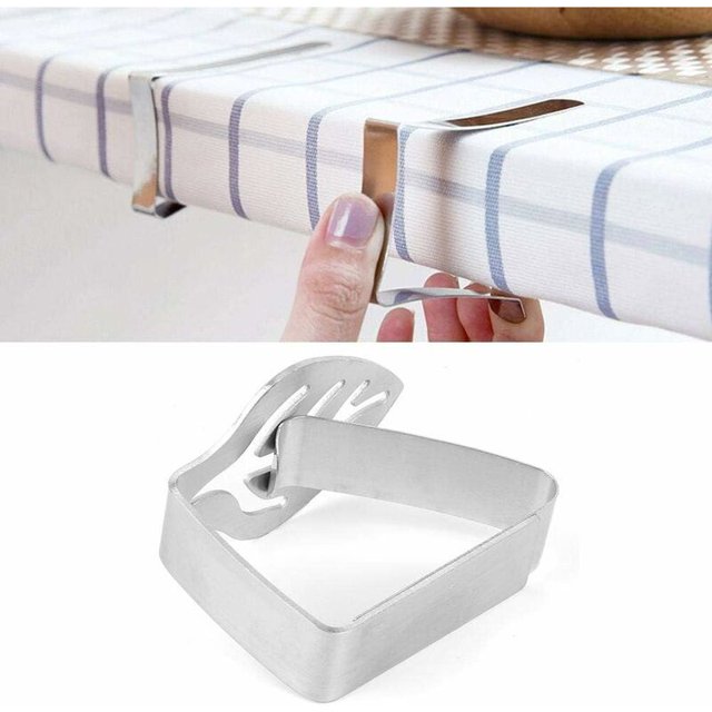 Clip para mantel - Clips para mantel de acero inoxidable Soporte para mantel Abrazadera para mesa antideslizante 2 piezas (hojas) JAMW Sencillez