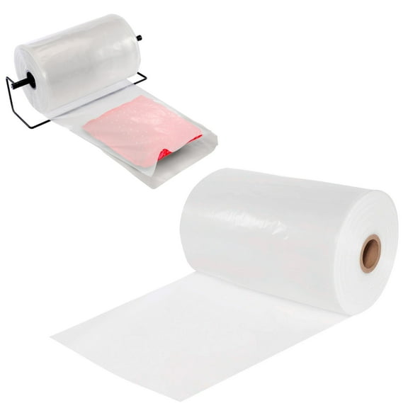 Poly Tubing on Roll, Clear 16" x 1475'FDA Approved 2 Mil. Polyethylene Packaging for Light-Weight, Odd-Size Items, Long Cylinder Objects. Poly Tubing Roll for Industrial, Food Service.