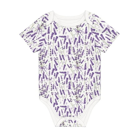 

Coaee Lavender Flowers for Soft Cotton Baby Short-Sleeve Bodysuit Baby Girls Boys Bodysuit Romper