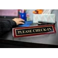 thumbnail image 2 of Piano Finished Rosewood Standard Engraved Desk Name Plate 'Please Check-In', 2" x 8", Black/Gold Plate, 2 of 2