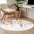 thumbnail image 3 of Area Rug 48in, Spring Colorful Flower Leaves on White Floor Carpet Living Room Rug, Watercolor Floral Plant Non-Slip Welcome Mat Indoor Rugs for Bedroom Dining Room, 3 of 9