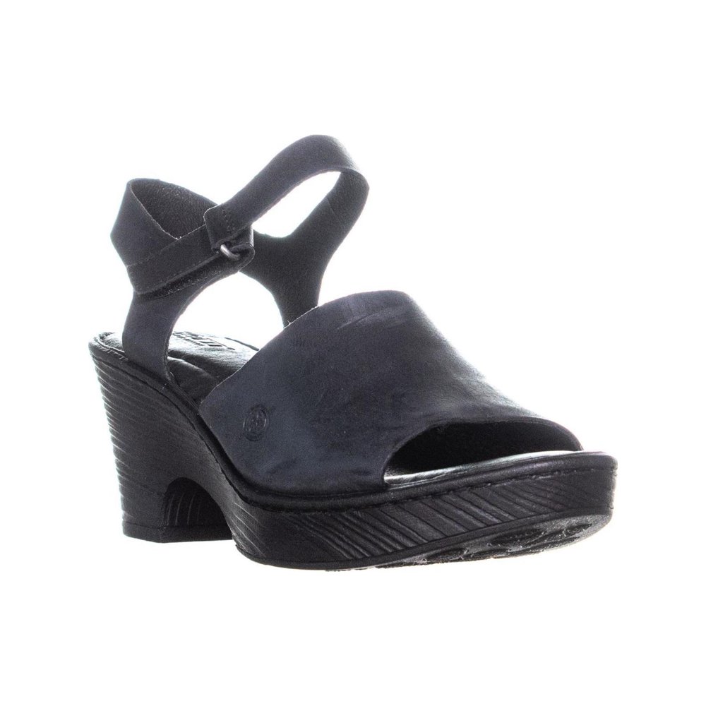 Born Womens Born Canna Wedge Platform Ankle Strap Sandals, Black