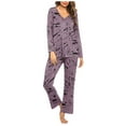thumbnail image 2 of ITSAME 2-Piece Pajama Sets for Womens, V Neck Long Sleeve Tops Elastic Waist Pants Casual Home Clothes Purple M, 2 of 5
