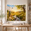 thumbnail image 5 of Stream and Red Barn at Golden Hour, Serene Farmhouse for Nature Lovers, Rustic Landscape Wall Art, Thanksgiving Gift, Tapestry Wall Hanging for Living Room and Bedroom, 5 of 7