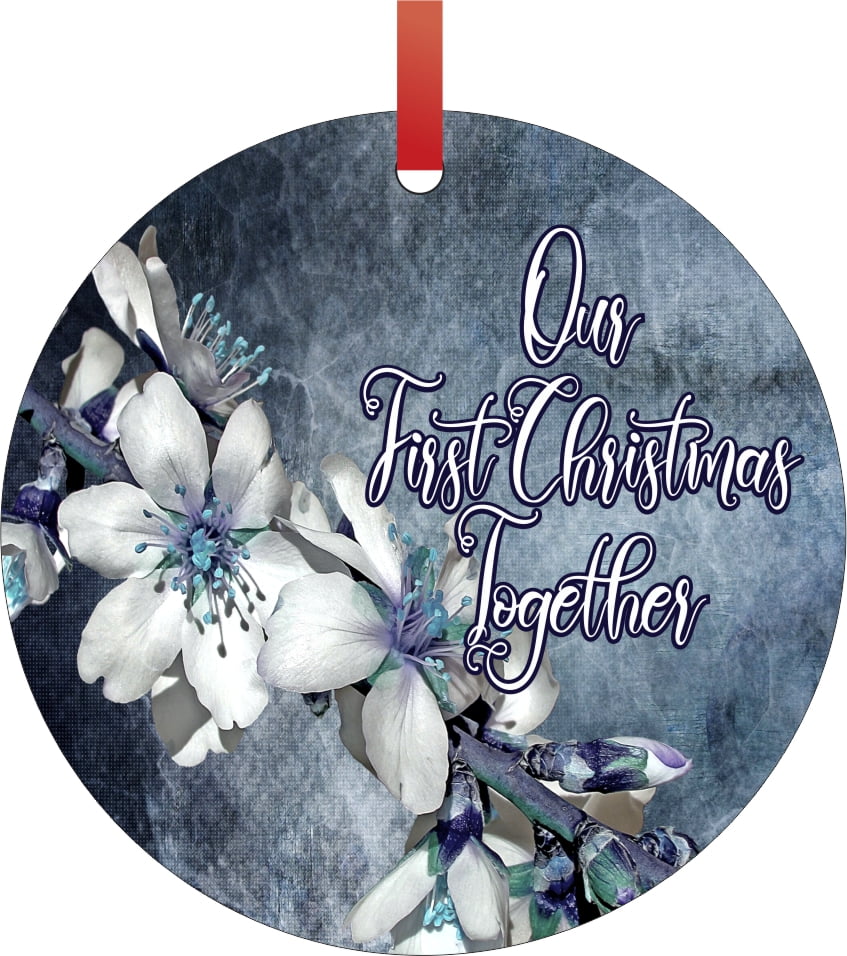 Our First Christmas Together Double Sided Round Shaped Flat Aluminum