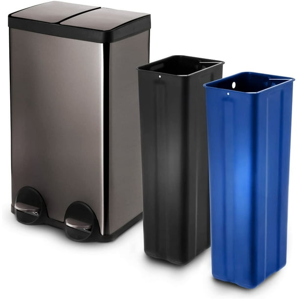 15.8 Gallon Kitchen Trash Can, Dual Compartment Recycle Combo, 60 Liter