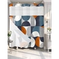 thumbnail image 4 of Navy Blue No Hook Shower Curtain Waterproof,Bathroom Curtains with Snap in Liners and See Through Top Window,Middle Century Modern Geometric Abstract Art Hotel Style Bathtub Curtains Shower 66"Wx72"L, 4 of 8