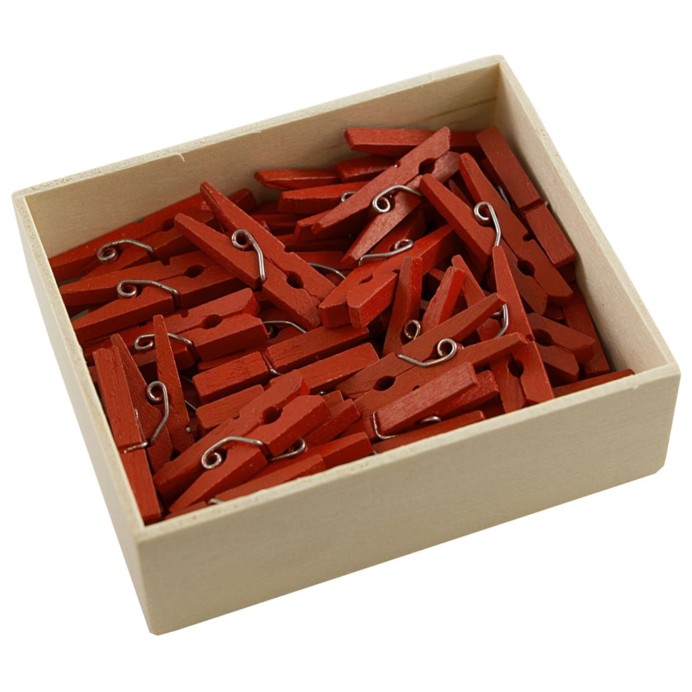 JAM Wood Clothespins, Red, 50/Pack, Medium 1 1/8 Inch Clips Walmart