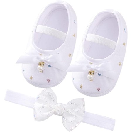 

Newborn Shoes Baby Girls Bowknot Soft Flats Shoes Cute Infant Baby Walkers Shoes Princess Shoes (Color : White#1 Size : 0-3Months)