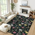 thumbnail image 3 of Garvee 10'x13' Floral Area Rugs, Machine Washable Farmhouse Print Carpet, Non-Slip Low Pile Indoor Rug for Living Room Bedroom Playroom, Black, 3 of 9