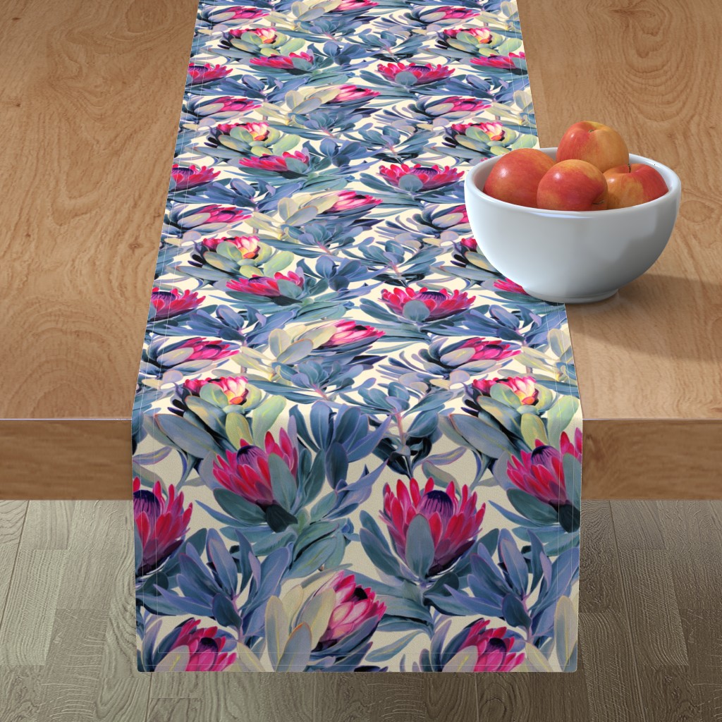 Table Runner Floral Jungle Protea Proteas Painted South Africa Cotton