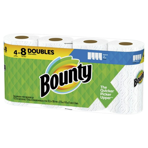 Bounty Select-A-Size Paper Towels, White, 4 Double Rolls = 8 Regular Rolls, 4Count (Pack Of 4)