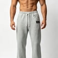 thumbnail image 4 of Ohufall Mens Pants Cotton Linen Straight Leg Elastic Drawstring Waist Pant Solid Color Breathable Holiday Beach Pants, 4 of 4